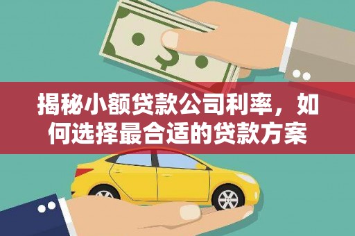 兰溪揭秘小额贷款公司利率，如何选择最合适的贷款方案