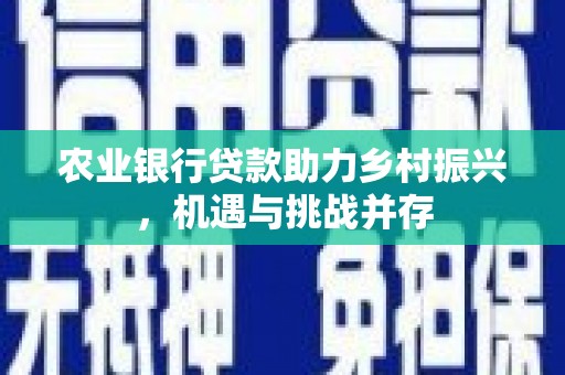 兰溪农业银行贷款助力乡村振兴，机遇与挑战并存